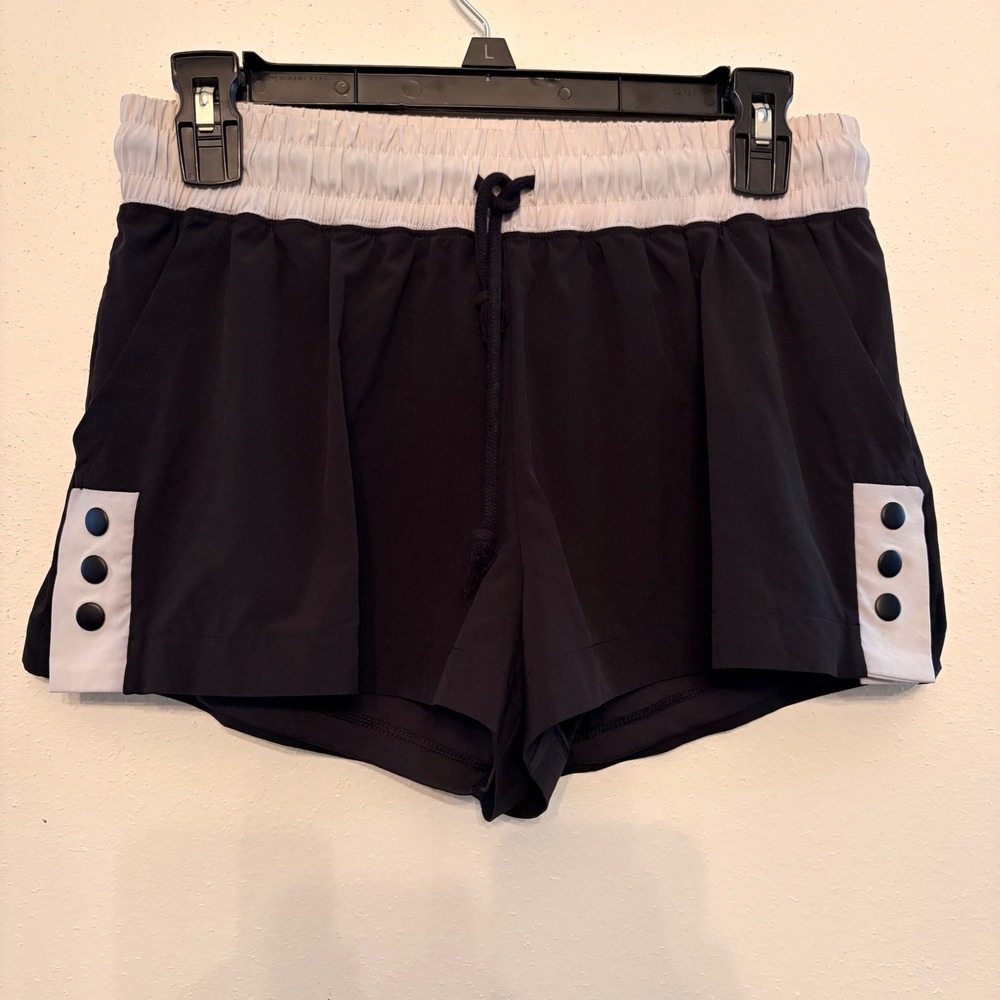Aeropostale Athletic Shorts Womens Small Black White Snap Detail Sporty